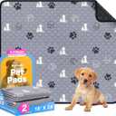 Washable Pee Pads for Dogs, 2 Pack Reusable Puppy Pads, Waterproof Pet Pee Pads for Dog Potty Training, Extra Large Dog Pee Pads for Crate, Playpen, and Whelping, Durable and Absorbent, Grey 24"x36"