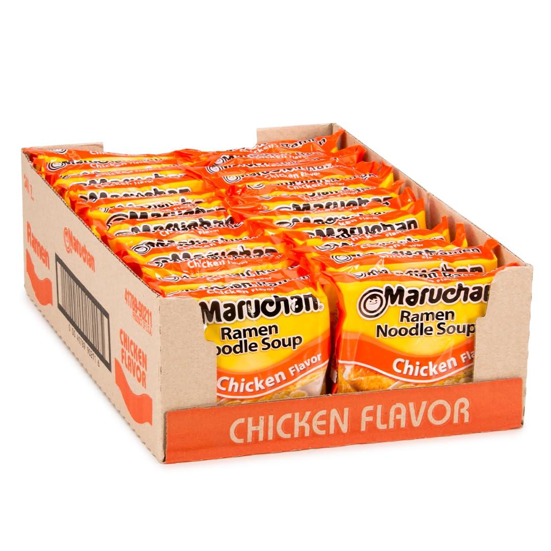 Maruchan Ramen Noodle Soup, Chicken Flavor Japanese-Style Instant Noodles, Quick & Easy Meal for Kids, Students & Busy Families 3 Oz. (24 Pack) (EXP 08/18/26)