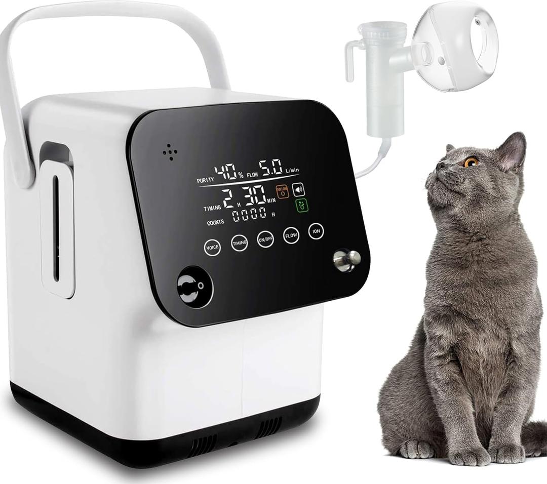 Pet Oxygen Machine with Pet Mask, Suitable for Cats and Dogs at Home, All Accessories Included (1L for Small Size Animals)
