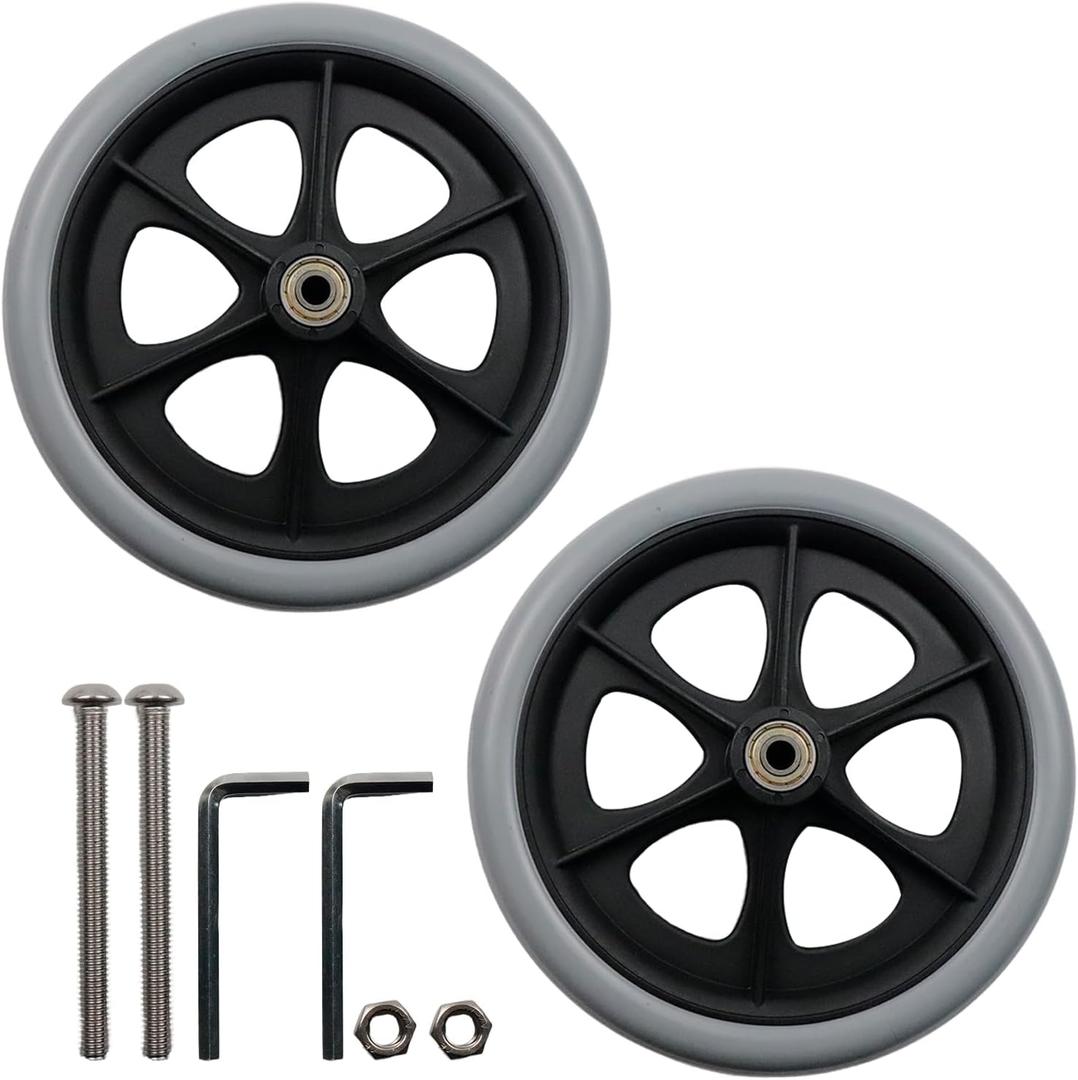 Wheelchair Walker Accessories 8" Replacement Wheels Fit for Rolling Walker 2pcs