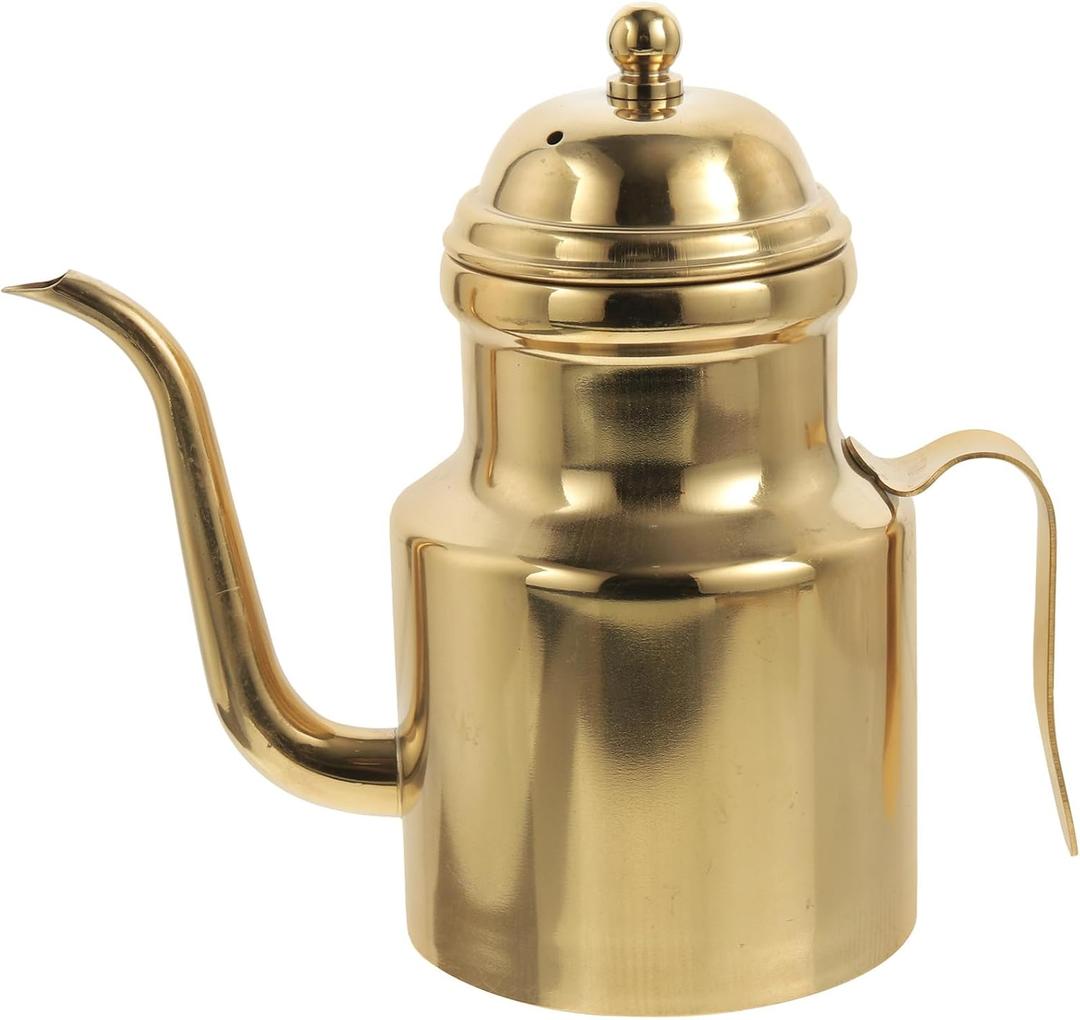 Cabilock Oil Dispenser Vinegar Dispenser Bottle Stainless Steel Oil Can Container with Handle for Kitchen Restaurant Cooking BBQ Golden