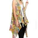 Scarfand's Women's Sheer Open Front Lightweight Sleeveless Long Duster Cardigan Vest (Etch Black) M