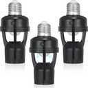 Hortsun 3 Pcs Motion Sensor Light Socket Smart Screw in Light Bulb Outlet Compatible with E26/e27 Automatic on Off Night Light Control for Basement Basement Porch Storage Room, Black