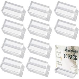 Acrylic Name Card Holder 10 PCS Acrylic Place Card Holder, Clear Acrylic Sign Holder Table Number Holder with Blocks for Sign /Name /Menu /Numbers