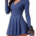 Tennis Dress for Women Long Sleeve Athletic Dress with Built in Shorts Golf Dress Workout Dresses with Pockets Large