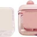 Pop-Up Portable Floss Pick Dispenser with 50 Floss Picks - Dental Floss Storage Box, Refillable, for Travel and Home Use (Pink)
