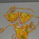 WDIRARA Women's 2 Piece Boho Swimsuits Floral Print Halter String Triangle Bikini Set Beach Bathing Suit, S