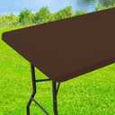 Spandex 6 Foot Rectangle Table Cloth, Elastic Fitted Tablecloths for Picnic, Stretch Washable Patio Table Cover for Outdoor, Camping, Banquet and Parties (Coffee, 30"x72")