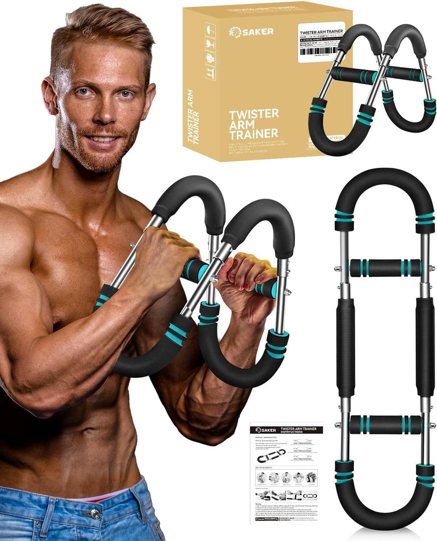 Saker Twister Arm Trainer, PowerTwist Arm Trainer, Adjustable Forearm Strengthener, Arm Exercise Equipment, Chest Workout Equipment, Portable Spring Resistance for Home Gym Equipment