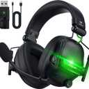 WG2 Wireless Gaming Headset with Microphone for PS5, PS4, PC, Switch, Mac, 7.1 Crystal-Stereo Bluetooth Headphones, Headset Wireless 2.4GHz with Lossless Audio, 50 Hr Battery, Cool LED