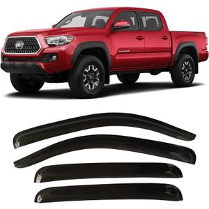 2005-2023 Tape-On Rain Guards for Toyota Tacoma Double Cab Side Window Visor Deflectors Extra Thick Vent Shades 2022 2021 2020 2019 2018 2017 2016 2015