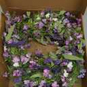 LLZLL Purple Spring Wreaths for Front Door 22 Inch Summer Wreath Artificial Violet Lavender Wreath with Eucalyptus Leaf for Spring Easter Home Decorations