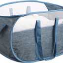 100L Collapsible Laundry Baskets, Tear Proof Pop Up Laundry Hamper with Dual Handles, Large Foldable Laundry Basket, Easy to Carry Laundry Hamper for Home, Laundry Room, Bedroom, Dorm, Travel Blue, 100L-1x