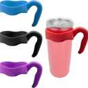 4 PCS 30 Oz Tumbler Handle for Yeti, 4 Colors (Black, Red, Purple, Blue) Anti-Slip Travel Tumbler Cup Holder Replacement Secure Grip (Not Included Cup)