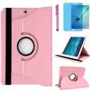 Case for Samsung Galaxy Tab A 9.7 inch 2015 (SM-T550 T555 SM-P550 P555) - 360 Degree Rotating Stand Case Smart Protective Cover,with Stylus Pen,Screen Film (Pink)