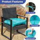IPYNBAP Outdoor Chair Cushions Set of 4, Patio Chair Cushions with Ties, 19x19+5 Tufted Outdoor Seat Cushions, Waterproof Patio Furniture Cushions, Outdoor Dining Chair Pads, Teal
