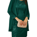 GRACE KARIN Women's Sequin Dress - Wedding Guest & Mother of The Bride Formal Dress - Two Piece Knee Length, 2XL
