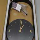 Driini Modern Pendulum Wall Clock - Black and Gold Decorative Wall Clock with Pendulum - Modern Minimalist Metal Wall Clock for Living Room Dcor - Silent Battery Operated Wall Clock