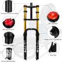 20/26 inch 4.0 Fat Tire Bike Air Suspension Fork - 180mm Travel, 135mm Hub Spacing, QR 9mm, Double Crown Shock Absorber Fork for MTB Fat Snow Beach E-Bike