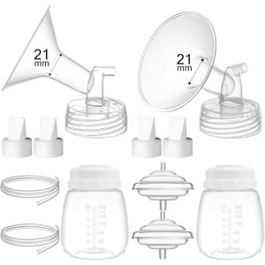 21mm Replacement Pump Parts for Spectra S1 S2 9 Plus Synergy Gold Includes Flange Duckbill Valve Tubing Backflow Protector Bottle,Compatible with Motif Luna Cimilre Ameda MYA Pump (Full Set-21mm)