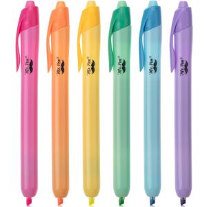 Mr. Pen- Retractable Highlighters, 6 Pack, Bright Colors, Chisel Tip Highlighter Marker Set, Click Highlighter Markers for Classroom, Journaling, Study Supplies, No Bleed On Standard Pages