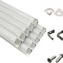 U Shape LED Aluminum Channel System, 10-Pack, 3.3ft/1Meter, Silver with Milky White Cover, Includes End Caps and Mounting Clips