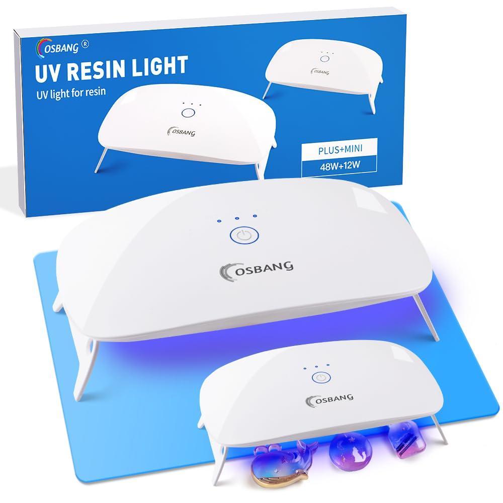 2 Pack UV Light for Resin, Large Size Foldable UV Resin Lamp and Mini Portable Light, Fast Curing and Light Weight UV Lamp, Resin Kits for Jewelry Making, DIY Craft