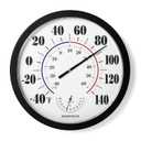 Indoor Outdoor Thermometer Wall Large Numbers Thermometer No Battery 10" Hanging Digital Weather Hygrometers for Home Garden Outside Patio Decor (Black)