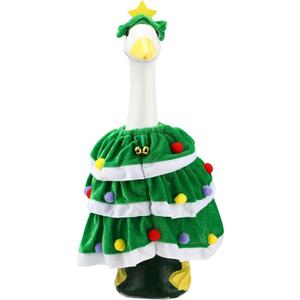 Christmas Porch Goose Costume, 19.7in/50cm Christmas Tree Goose Outfit Clothes with Hat for Winter Holiday Outdoor Garden Yard Patio Lawn Statues Decoration