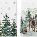 Artoid Mode Elk Trees Snow Hello Winter Kitchen Towels Dish Towels, 18x26 Inch Seasonal Christmas Decoration Hand Towels Set of 2