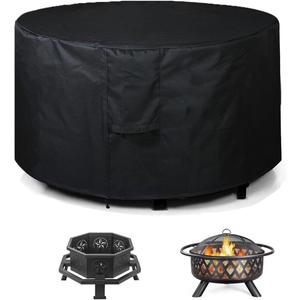 SheeChung Fire Pit Cover Round 36”D X 20”H,Heavy Duty 600D Polyester Outdoor Fire Pit Cover,Waterproof Patio Fire Table Cover,Fits 33-36 inch Gas Firepit/Bowl