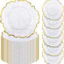 24 Pcs Clear Charger Plates Bulk, 13" Reef Plate Chargers for Dinner, Plastic Floral Decorative Plates for Table Setting, Wedding, Party, Event, Decoration