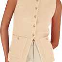 PRETTYGARDEN Women's 2026 Spring Sweater Vest Sleeveless Button Down Knit Cardigan Tank Tops Summer Business Casual Outfits (Beige, S)