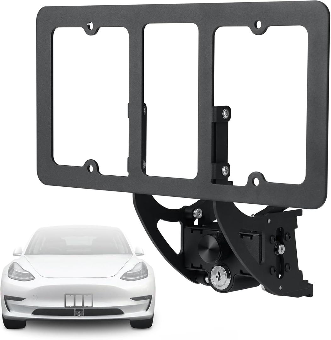 No Drill Front License Plate Holder Fit for 2020-2024 Model Y, 2017-2023 Model 3 with Safety Design, No Adhesives License Frame (Model 3/Y 2017-2024)