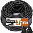 120 FT Wire Loom 1/2 Inch, Split Wire Loom Tubing Wire Conduit, Wire Protector Tubing Black
