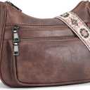 KITEVIUN Crossbody Bags for Women Leather Purse Trendy Multi Pocket Shoulder Handbags (02-coffee)