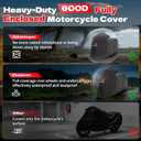 Rosefray Full Enclosed Motorcycle Cover,600D Waterproof Outdoor/Indoor Protection UV Resistant Fits Length up to 108" Motorcycle Cover for BMW Kawasaki Yamaha Honda Harley Suzuki Black