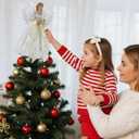 YOFIT 12-inch Lighted Angel Christmas Tree Topper - Battery Operated with Warm White LED Lights, Angel Ornaments for Xmas Tree Decor, Home Holiday Decorations