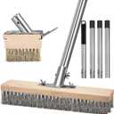 Crack Weeder Brush Heavy Duty Wire Broom Set, Multifunction Moss Grout Remover with Scraper Weed Puller, Detachable 64.9in Handle for Outdoor Deck Pavers Patios Walkways Concrete Floor Cleaning