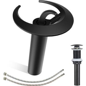 Rainbow Waterfall Black Vessel Sink Faucet, Brushed Gold Single Hole Bowl Sink Faucet Tall Bathroom Faucet Single Handle with Pop up Drain Assembly(Black-Tall)