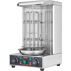 VEVOR Shawarma Grill Machine, 122F-572F, 13lbs Capacity, Chicken Shawarma Cooker Machine with 2 Burners, Stainless Steel, Electric Vertical Broiler Gyro Rotisserie Oven for Home and Commercial Use