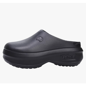 Women's Solid Color Platform Muels, Trendy Closed Toe Slip On Chef Work Shoes, Lightweight Anti-Slip Sandals