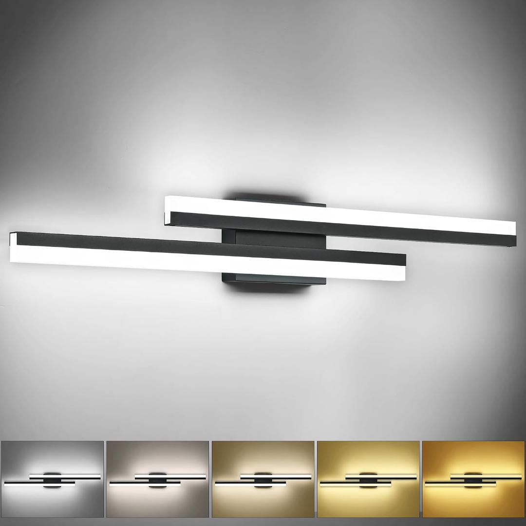PRESDE 32 Inch LED Vanity Light Black Bathroom Light Fixtures Over Mirror Modern Bath Lighting Bar 5CCT