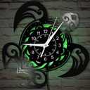 Sea Turtle Wall Clock Glow in the Dark, 12 Inch 7 Kinds of LED Color Vinyl Record Wall Clock Silent Non Ticking, Vintage Decorative Turtle Night Light Wall Watch Clock for Living Room Bedroom