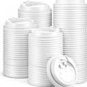 200 Pack White Disposable Coffee Cup Lids, 3.54 Inch Universal Dome Plastic Lids for 10oz, 12oz, 16oz, 20oz Paper Cups, Leak-Proof