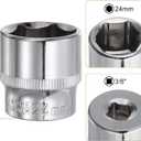 2 x HARFINGTON 6-Point Socket 3/8" Drive 24mm Deep 32mm/1.26" Length 45# Steel Metric Square Drive Sockets Polishing Chromed Sockets for Car Repair Mechanical Maintenance Home Use