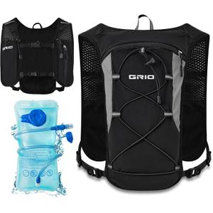 Lightweight Running Vest for Women Men, Adjustable Hydration Backpack Breathable Reflective with 1.5L Water Bladder for Hiking, Trail, Running, Marathons, Cycling (One Size, Black)