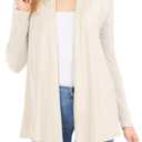 Pastel by Vivienne Women's Long Sleeve Jersey Cardigan X-Large Cream (White, XL)