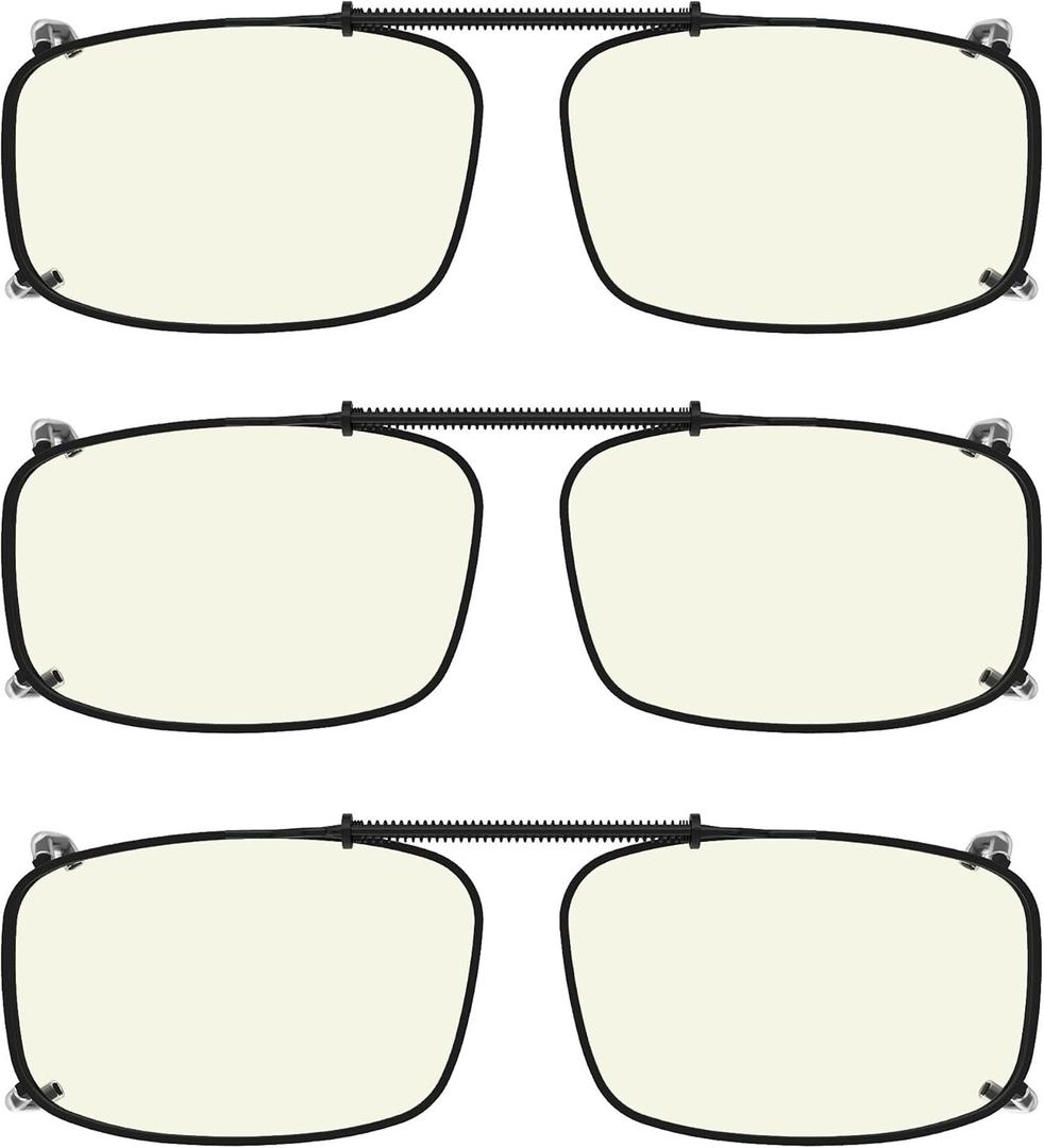 Eyekepper 3-pack Polarized Clip on Sunglasses With Spring Draw Bar Grey/Brown/Green Lens 54 * 34MM (3pc-blue Light Blocking Glasses)