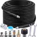 Sewer Jetter Kit 100FT for Pressure Washer 5800PSI Drain Cleaner Hose 1/4" NPT Corner Rotating and Button Hose Sewer Jetting Nozzle Waterproof Tape Pearl Corsage Pin with 2 Spanner